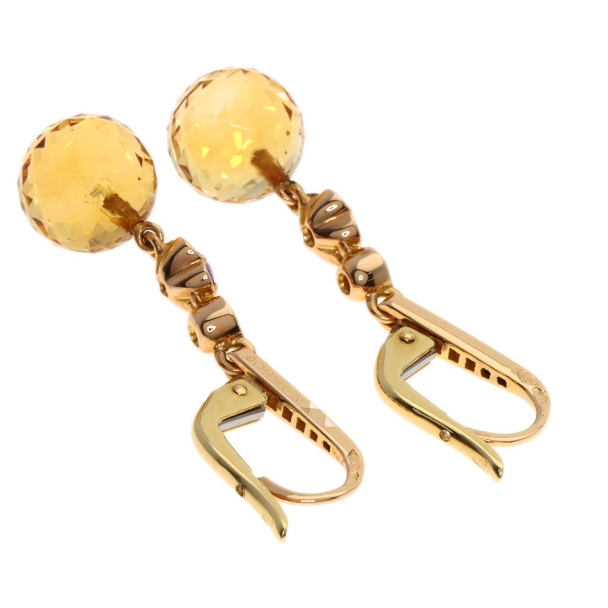 CHANEL シャネル マドモアゼル シトリン サファイア ダイヤモンド ピアス K18YG レディース NICORILABO_COM