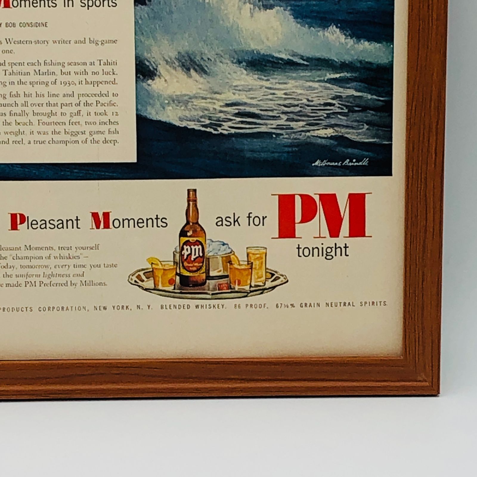 ビンテージ 広告 ポスター フレーム付 当時物 『 プレザントモーメンツ ウイスキー ( PM ) 』 1950's オリジナル アメリカ 輸入 雑貨 ヴィンテージ  雑誌 アドバタイジング レトロ ( AZ1784 ) - メルカリ