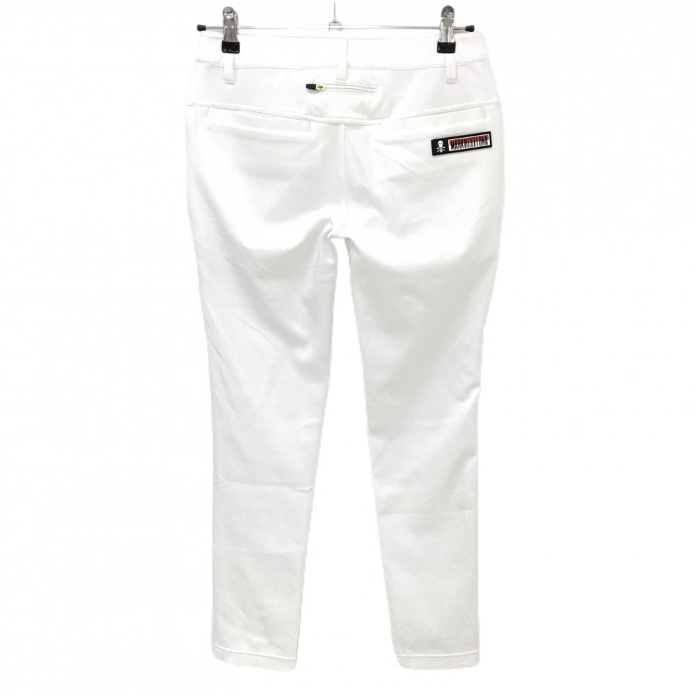 マークアンドロナ パンツ 白 ストレッチ ナイロン混 シリコンワッペン レディース 36 S ゴルフウェア MARK＆LONA