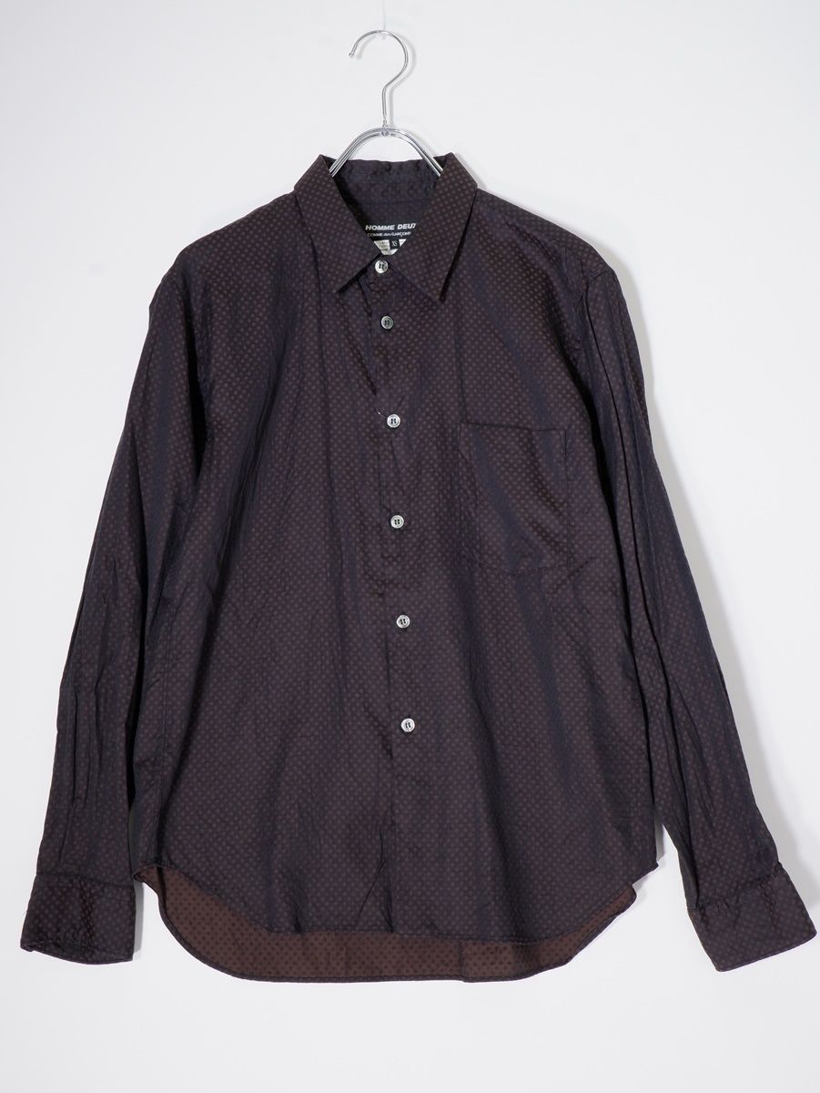 COMME des GARCONS HOMME DEUXコムデギャルソンオムドゥ 2025AW ポルカドット織柄コットン長袖ドレスシャツ XS MSHA78364