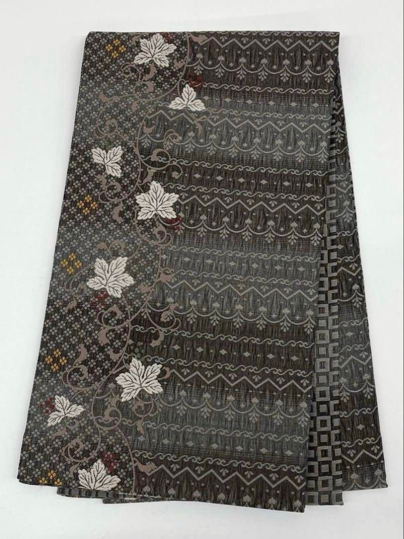 スリーシーズン 三重織 全通 洒落袋帯 葡萄唐草 リバーシブル 正絹