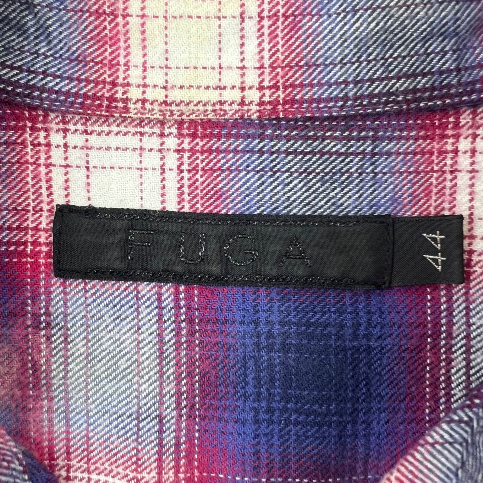 FUGA y2k grunge ombre check L/S shirts 44 フーガ ペイント加工 