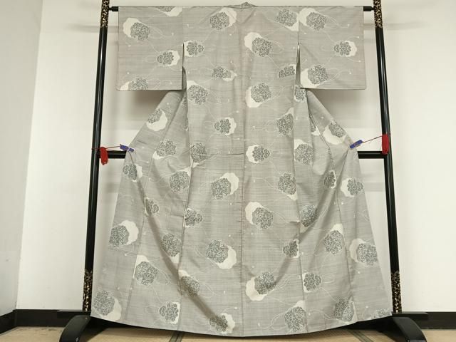 平和屋着物●本場大島紬　白大島　9マルキ　花鏡裏文　正絹　逸品　AAAV9107np 平和屋着物○本場大島紬 白大島 9マルキ 花鏡裏文 正絹 逸品