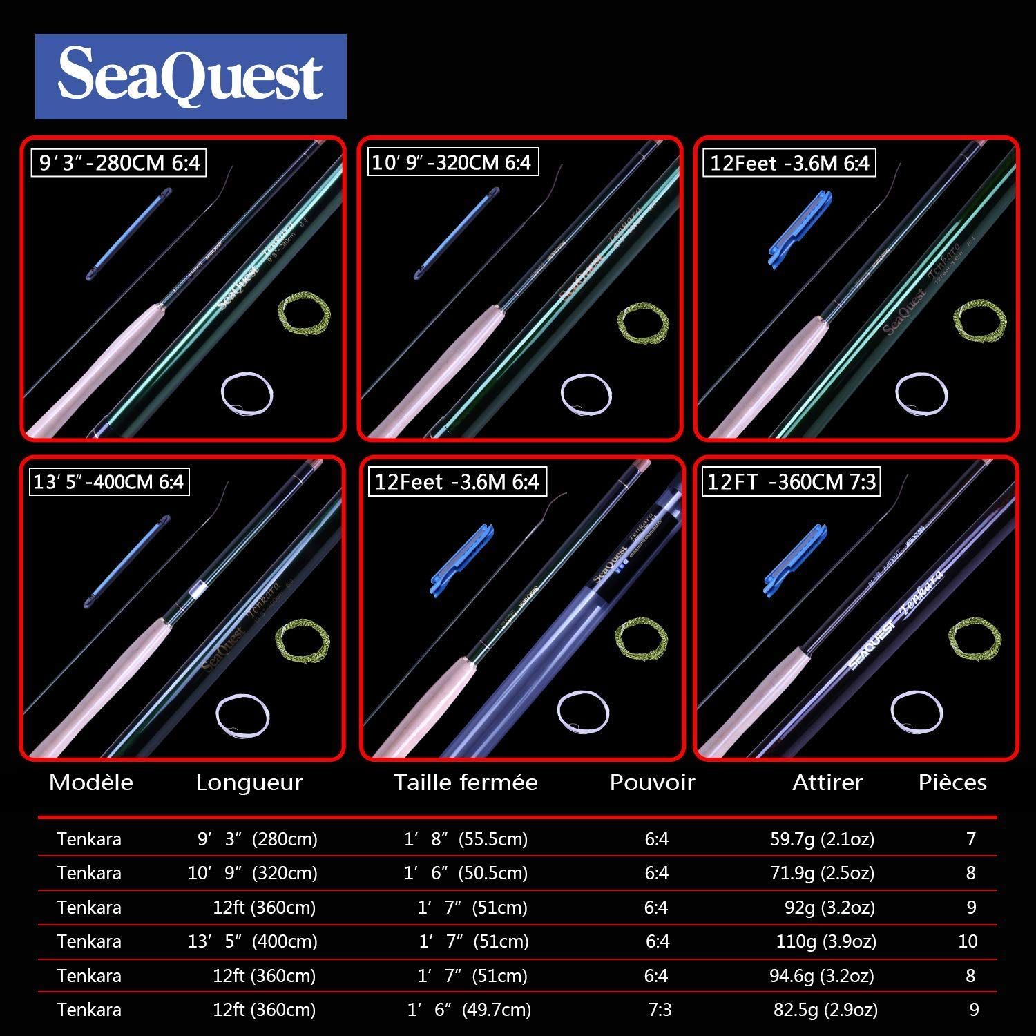 新着商品】SeaQuest Tenkara釣り竿セット6:4 7:3 5'5“ 6'9” 8' 9'3 10