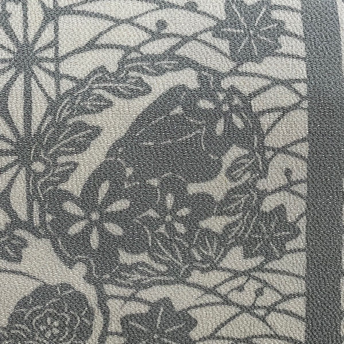 本物の 秀品 美品 名古屋帯 落款 青灰色 縮緬 青海波 雪輪 伊勢型染 着物・浴衣
