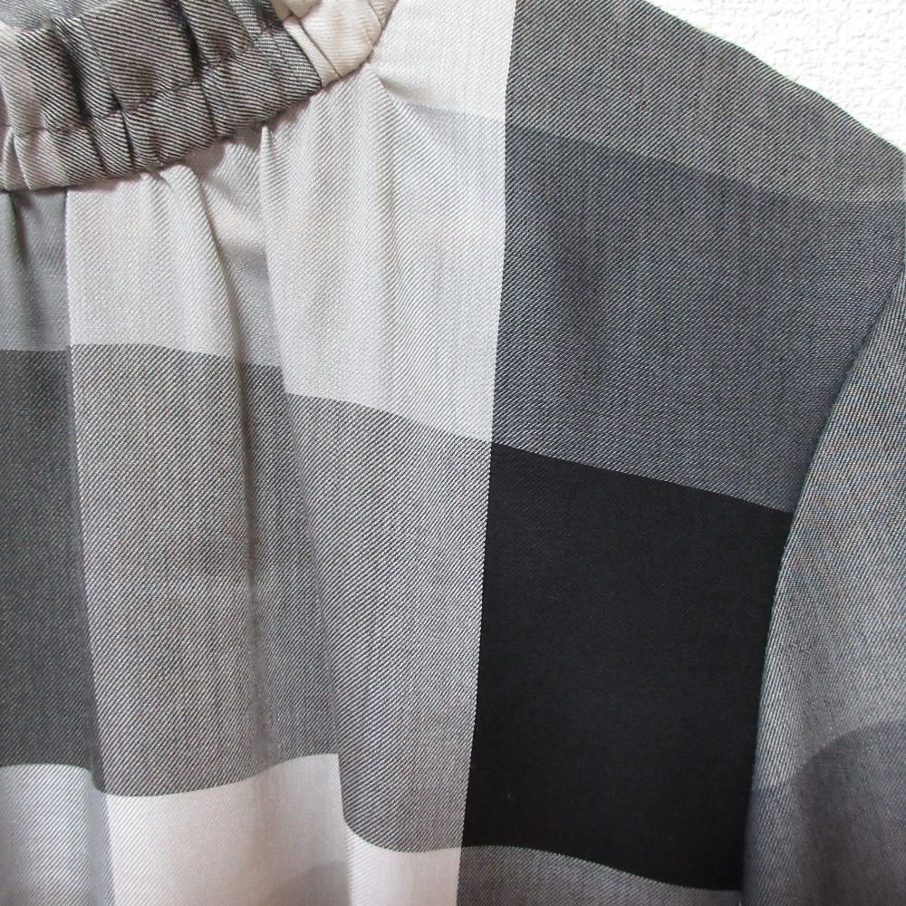 未使用 22SS BLUE LABEL CRESTBRIDGE ブルーレーベルクレストブリッジ チェックドレープツイル スタンドカラーブラウス 36 グレー系 レディース 古着 中古 BLUE LABEL CRESTBRIDGE - 未使用 22SS BLUE LABEL CRESTBRIDGE
