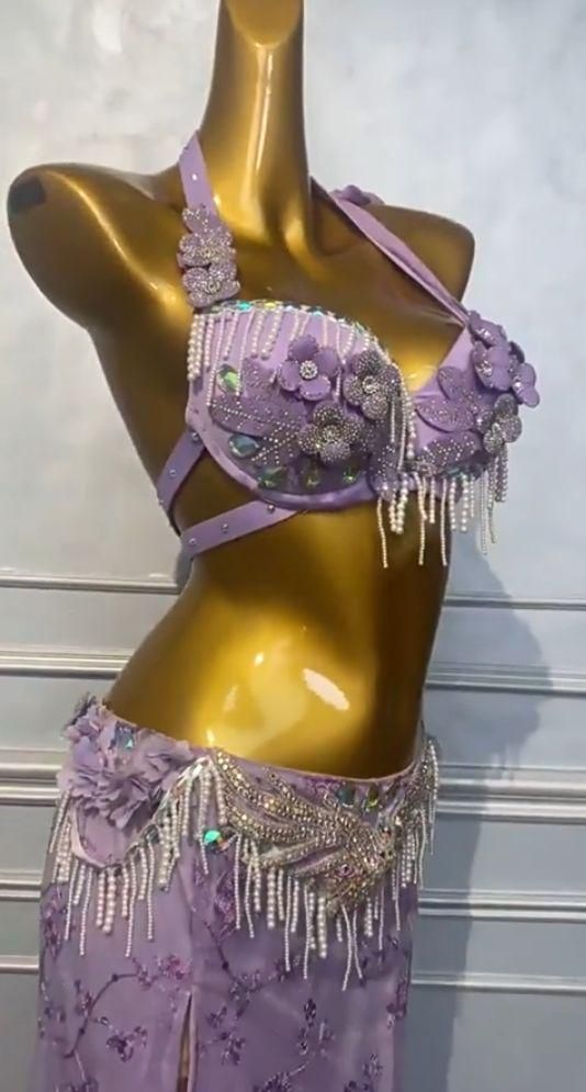 ベリーダンス オリエンタル衣装 レースパープル ブラスカート オーダーメイド ベリーダンス オリエンタル衣装 レースパープル ブラスカート