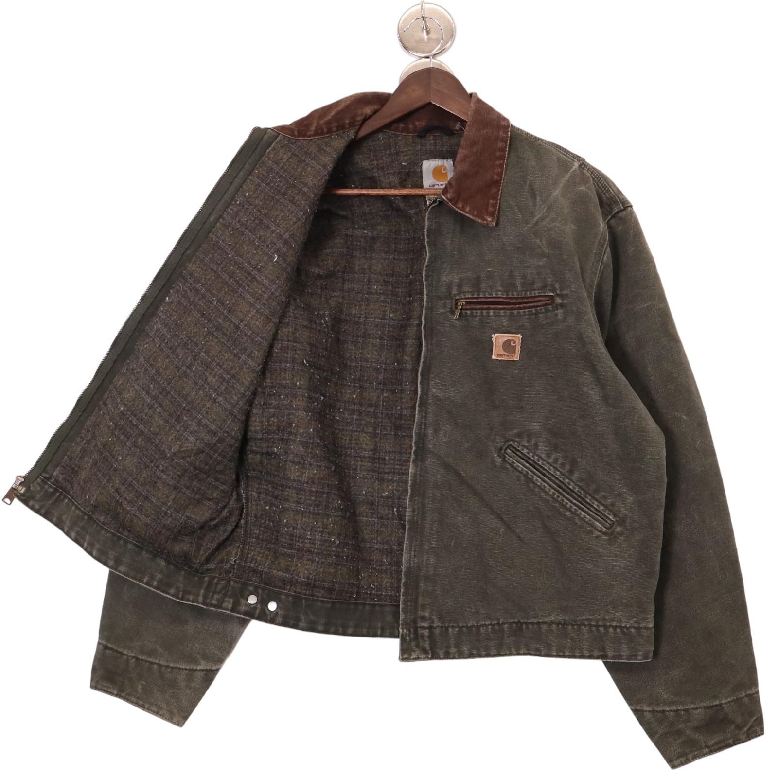 00年代 Carhartt カーハート デトロイトジャケット ダック地 ワーク モスグリーン (メンズ L) 中古 古着 A0362