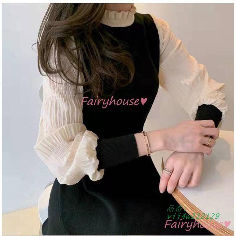 長袖ワンピース パフスリーブ