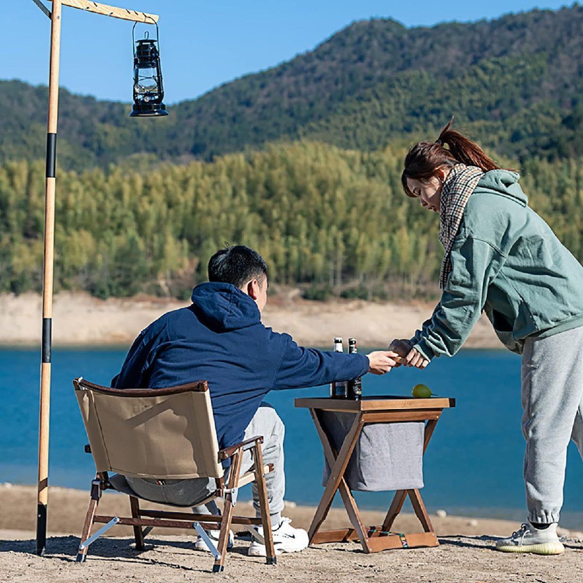 クラシックチェアウッドコンパクト収納容量120kg屋外キャンプ折りたたみ椅子キャンプチェア屋外木製チェア