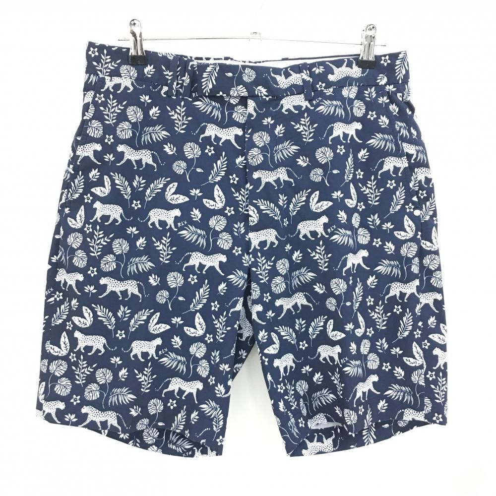 美品】RLXラルフローレン ハーフパンツ ネイビー×白 総柄 リーフ
