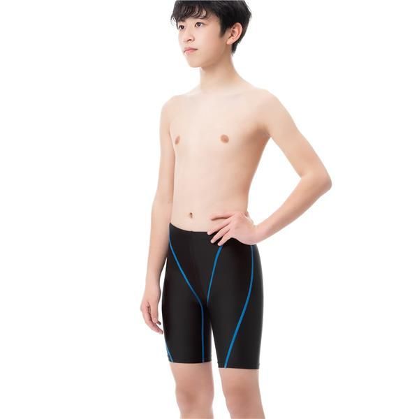 少年　競泳水着 140_ブルーライン [SPALTAX] スクール水着 男の子 競泳水着 ボーイズ 競泳用水着 ボーイズ水着 ミドルスパッツ フィットネス 男性 水着  メンズ 競泳 スイムウェア メンズ ジム スイミングウェア 水泳パンツ (ブルー, 140) - メルカリ