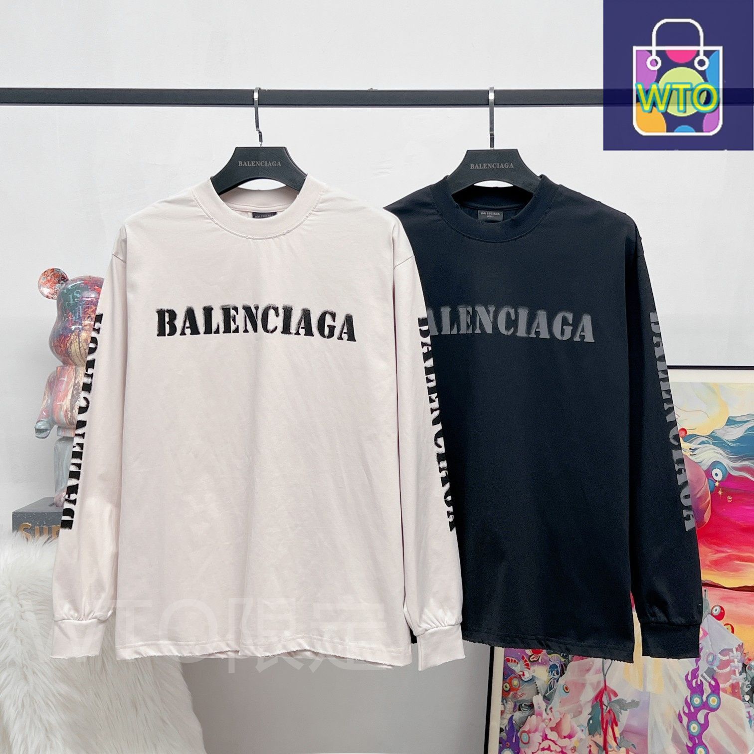 本日限定特価】BALENCIAGA メンズ＆レディース ロングスリーブ T