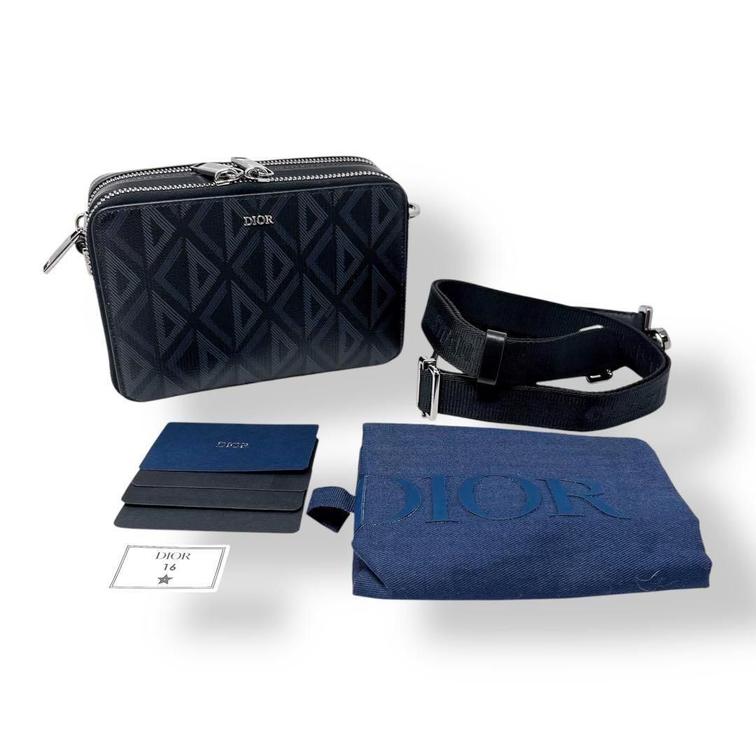 クリスチャンディオール CD ダイヤモンドキャンバス メッセンジャーポーチ 黒