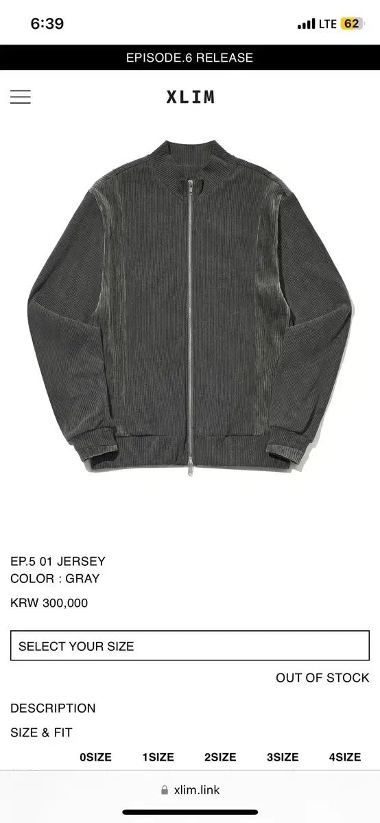 購入 3 ） XLIM EP 5 01 Jersey Gray