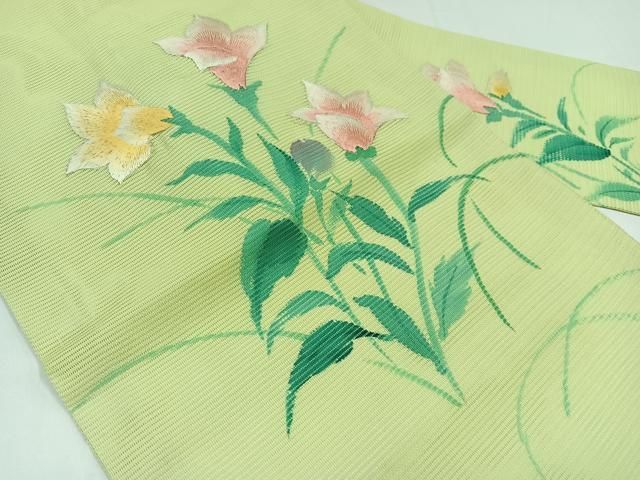 平和屋着物○摺型友禅 京都 多ち花 全通柄 九寸開き名古屋帯 器物花鳥