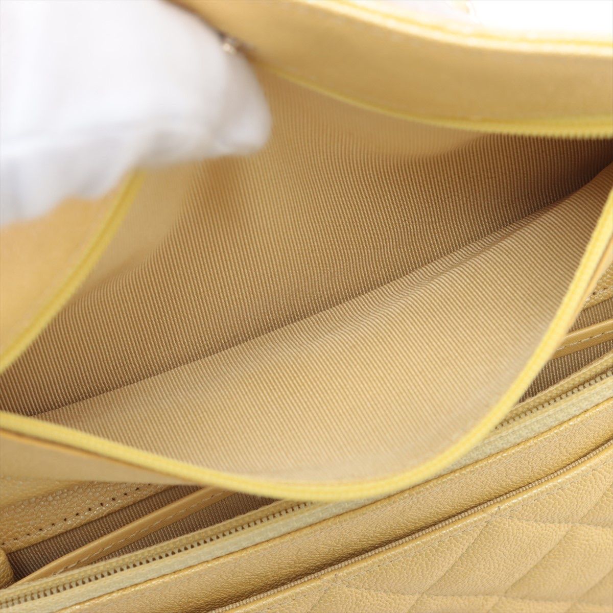 シャネル マトラッセ キャビアスキン チェーンウォレット イエロー