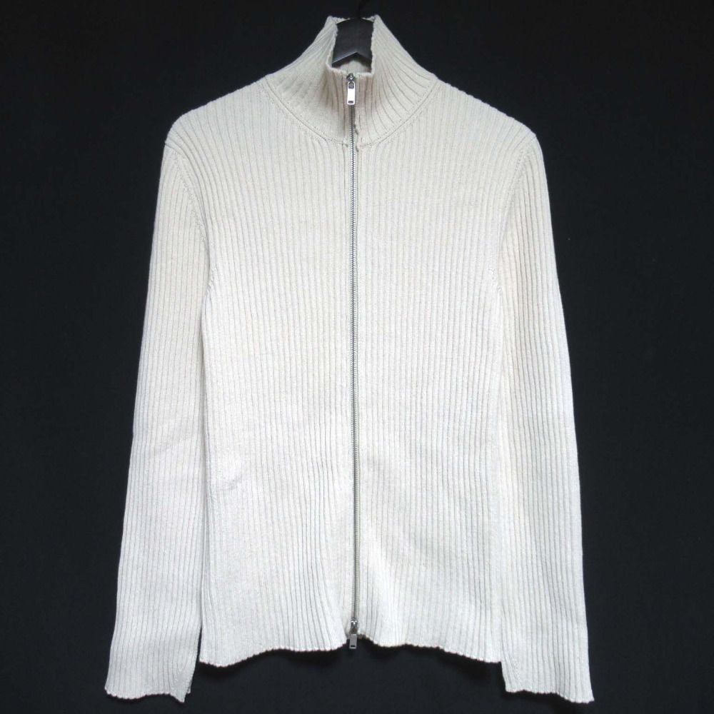 23SS JIL SANDER ジルサンダー ジップアップ カーディガン ドライバーズニット ジャケット 36サイズ 170|92A アイボリー レディース 古着