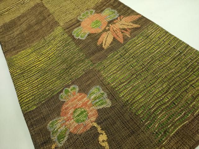 平和屋着物□極上 西陣 老舗 渡文謹製 手織 太鼓柄袋帯 さざ波 金糸