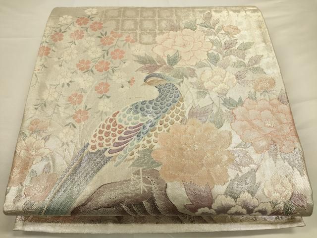 【美品】切り嵌めのペイズリー柄の袋帯　着物 平和屋着物▽六通柄袋帯 御煌錦 雪輪花唐草文 金銀糸 正絹 逸品