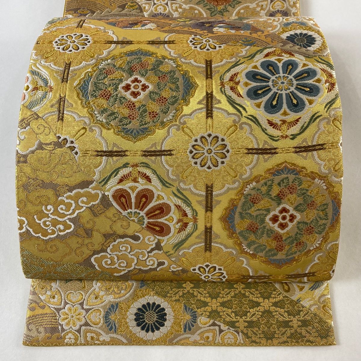 プレゼントを選ぼう！ 袋帯 美品 秀品 花鳥 金銀糸 箔 金色 六通