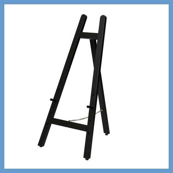 天然木 パイン のイーゼル パネルフックはめ込み式 ４段階 W43×D49×H85.5cm アジャスター付き No.670 ブラック