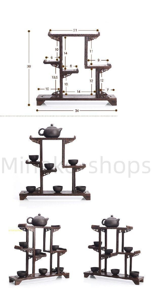 新品・未使用】 茶道具 茶器展示棚 工芸品 茶道 実木 置物台 鶏