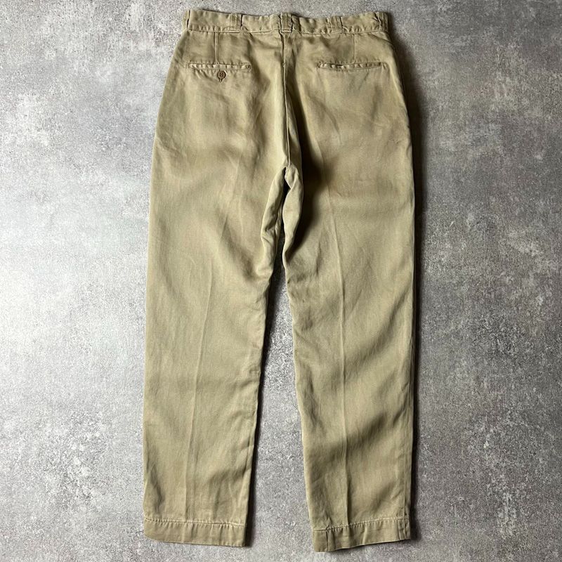 60s アメリカ軍　米軍実物　チノパン　実寸W28L31 S 美品 50's USA製 実物 米軍 US ARMY チノパン コットン カーキ 実寸