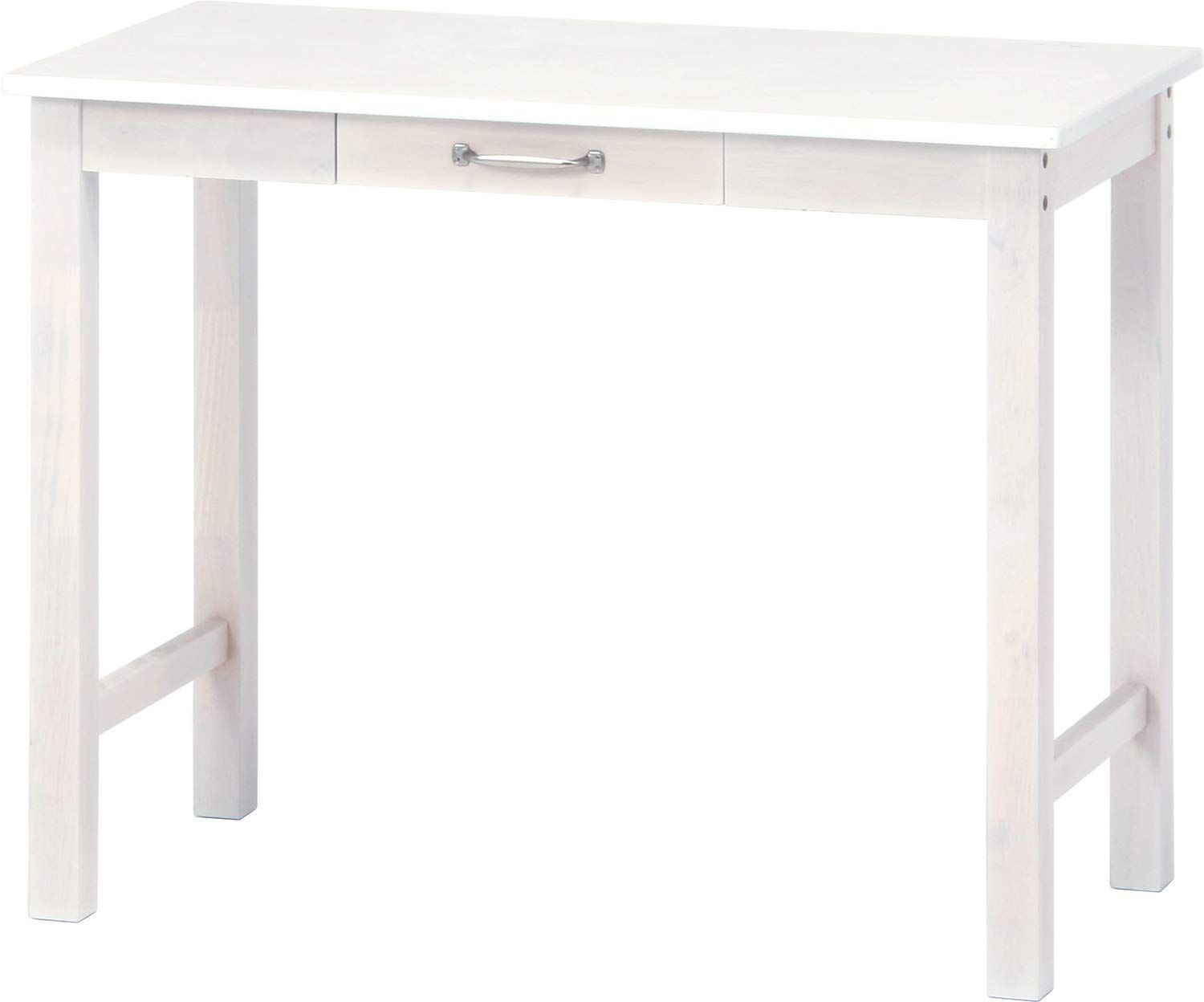 人気商品 木製 ホワイトウォッシュ 引出収納付き 幅90×奥行45×高さ72cm 組立商品 机 マンチェスター デスク 10885 不二貿易