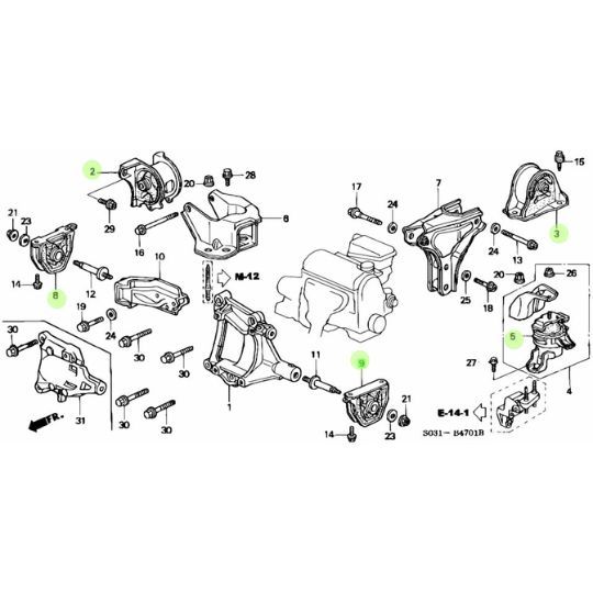 ホンダ 純正 シビック インテグラ タイプR エンジン マウント セット 