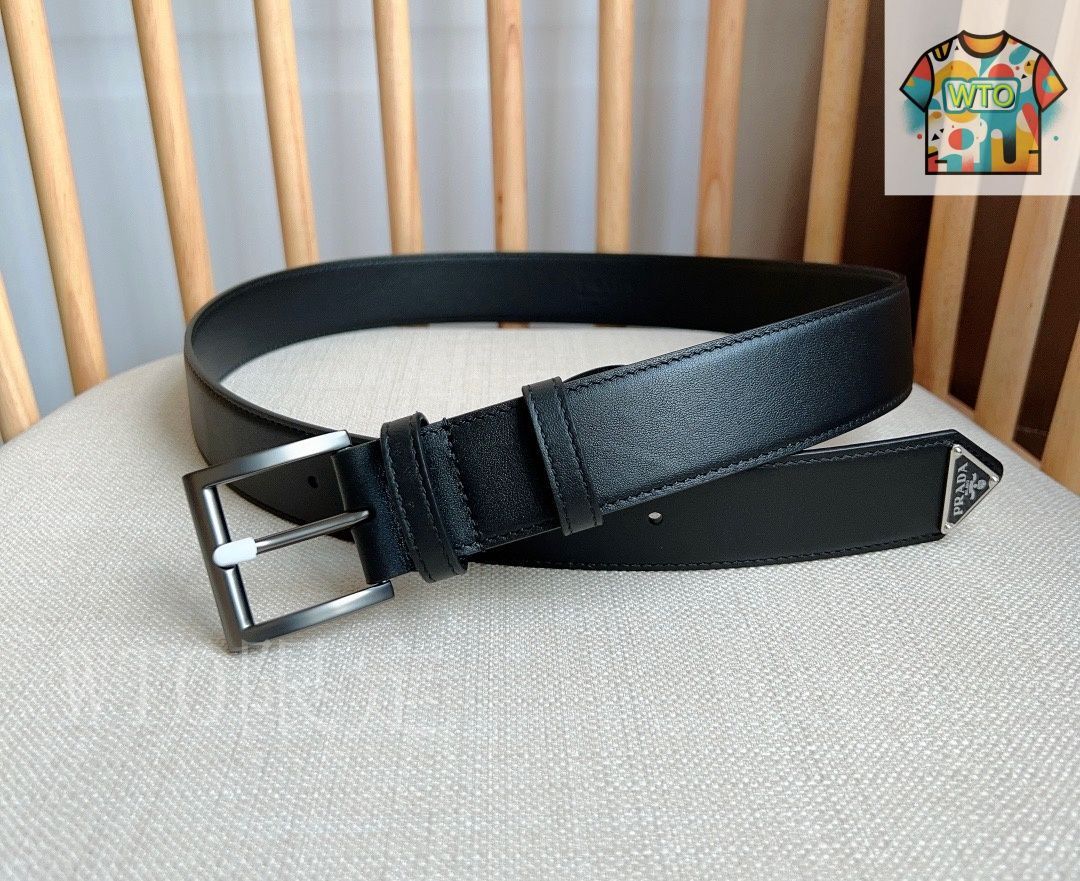 今日特価】PRADA トライアングルロゴ ユニセックスベルト-3