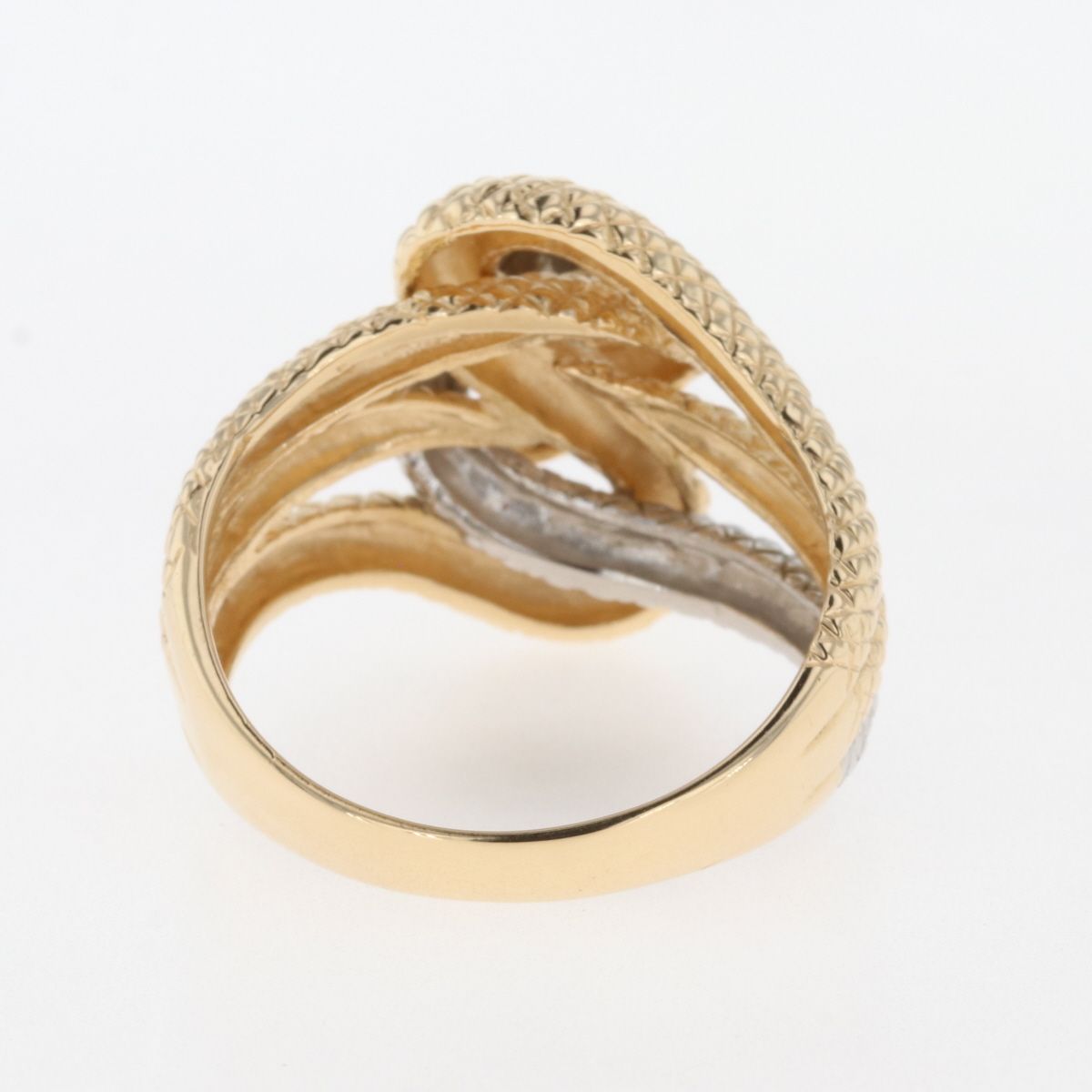スネークモチーフ デザインリング K18 イエローゴールド プラチナ 指輪 
