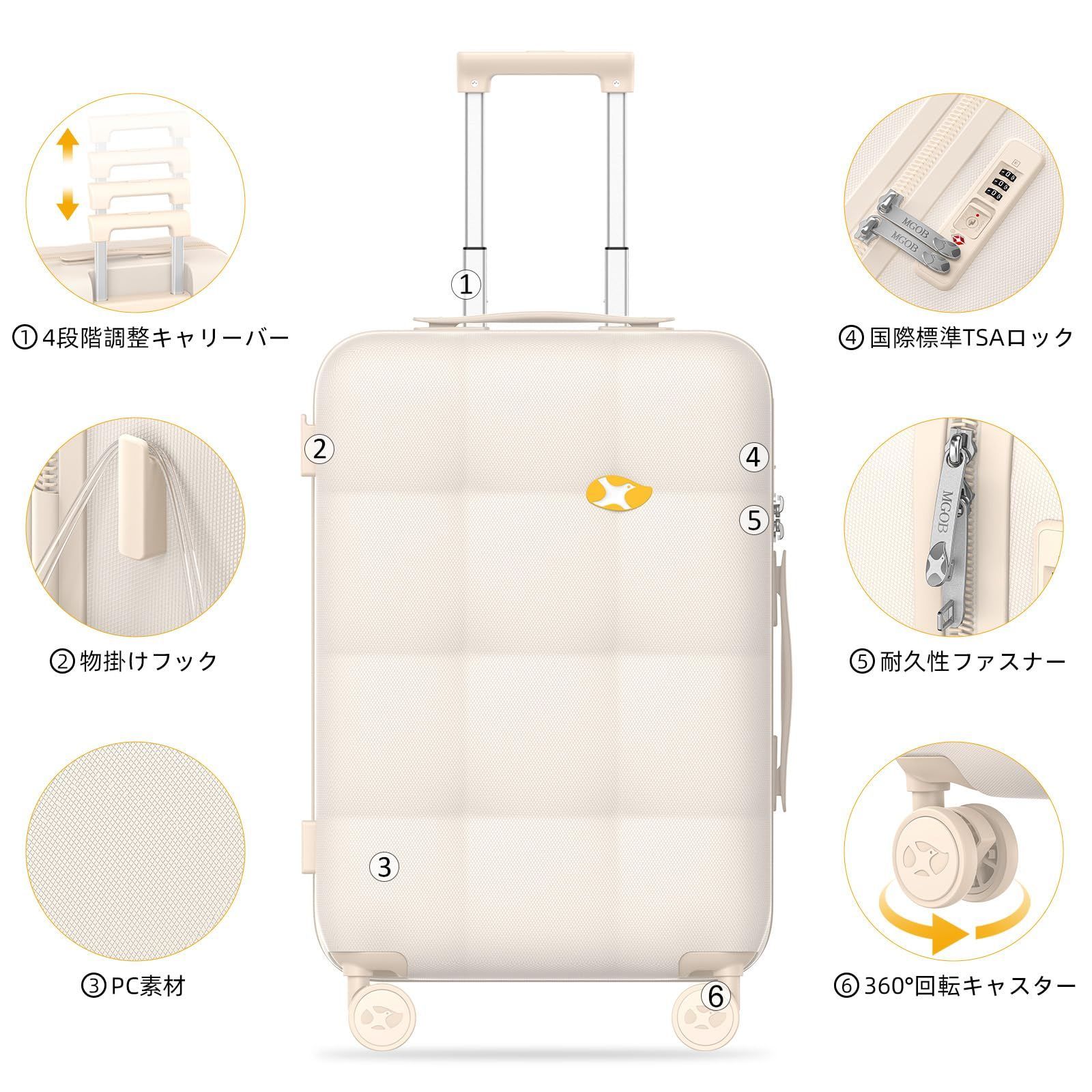 ホワイトキャリーケース 6段階調整 Amazon.co.jp: [VARNIC] スーツケース キャリーケース キャリー