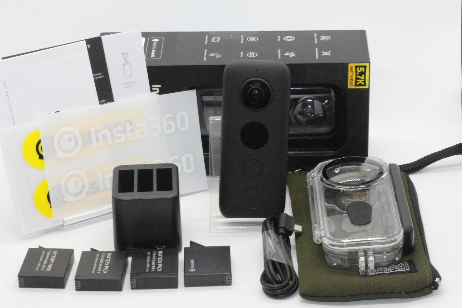 美品 Insta360 ONE X 360度アクションカメラ、FlowState手ブレ補正搭載(SDカード別売り、V30ビデオスピードクラス