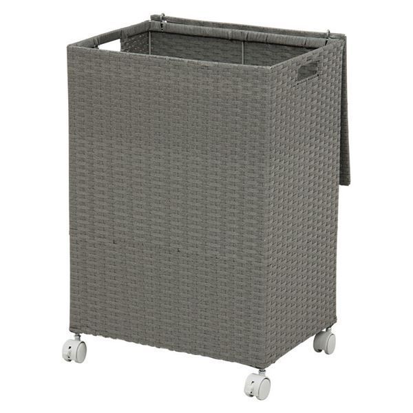ランドリーラック ランドリー収納 約幅45cm グレー スチール キャスター ふた付き 洗濯かご チェスト 収納ボックス 代引不可