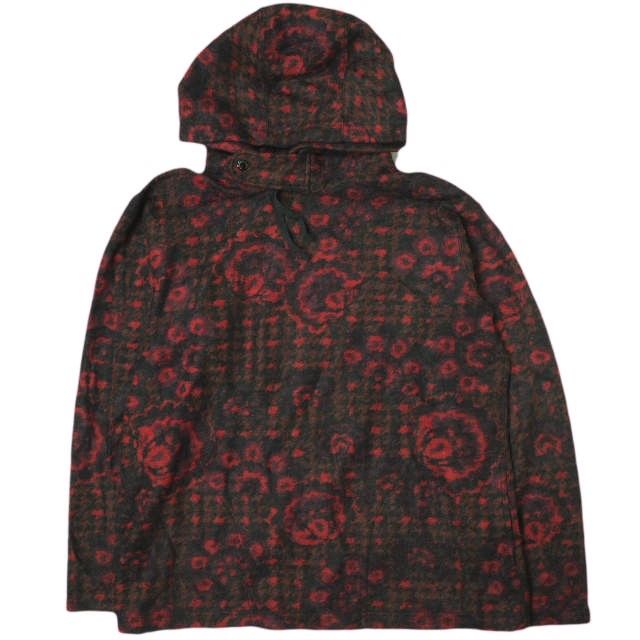 Engineered Garments エンジニアードガーメンツ アメリカ製 Long Sleeve Hoody - Floral Knit フローラルニット プルオーバーパーカー S RED/BLACK トップス g16186