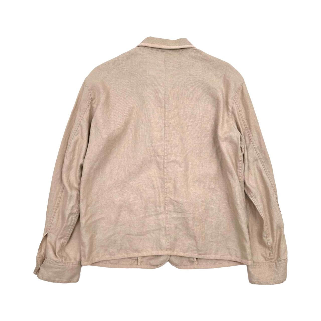 美品✨マドモアゼルノンノン　ノーカラージャケット　リネン100 ベージュ　M マドモアゼルノンノンMademoiselle NON NON メタルボタン