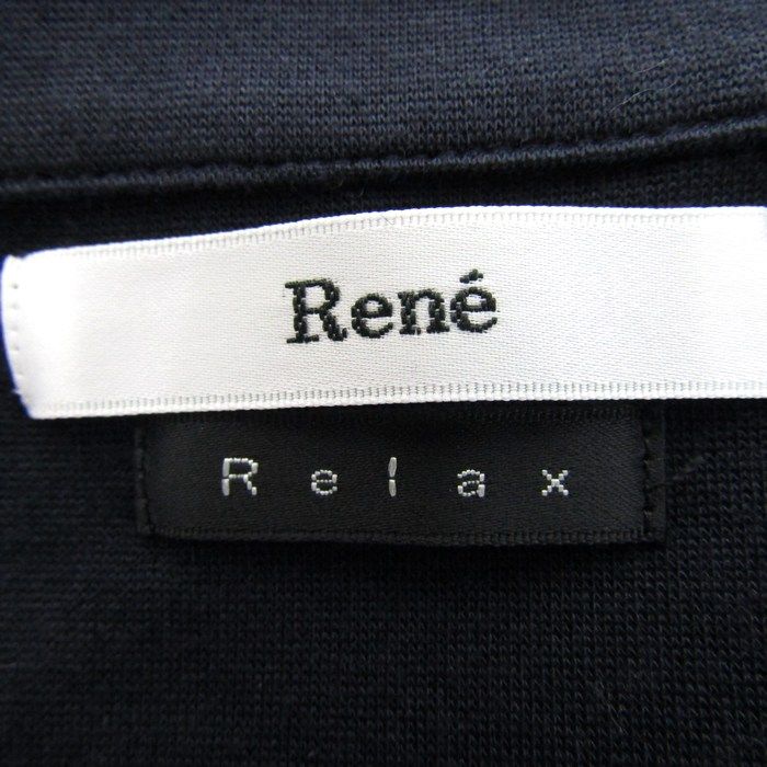 ルネ ノーカラージャケット ジップアップ リラックス アウター レディース 36サイズ ネイビー系 Rene ルネ ノーカラージャケット ジップアップ リラックス アウター