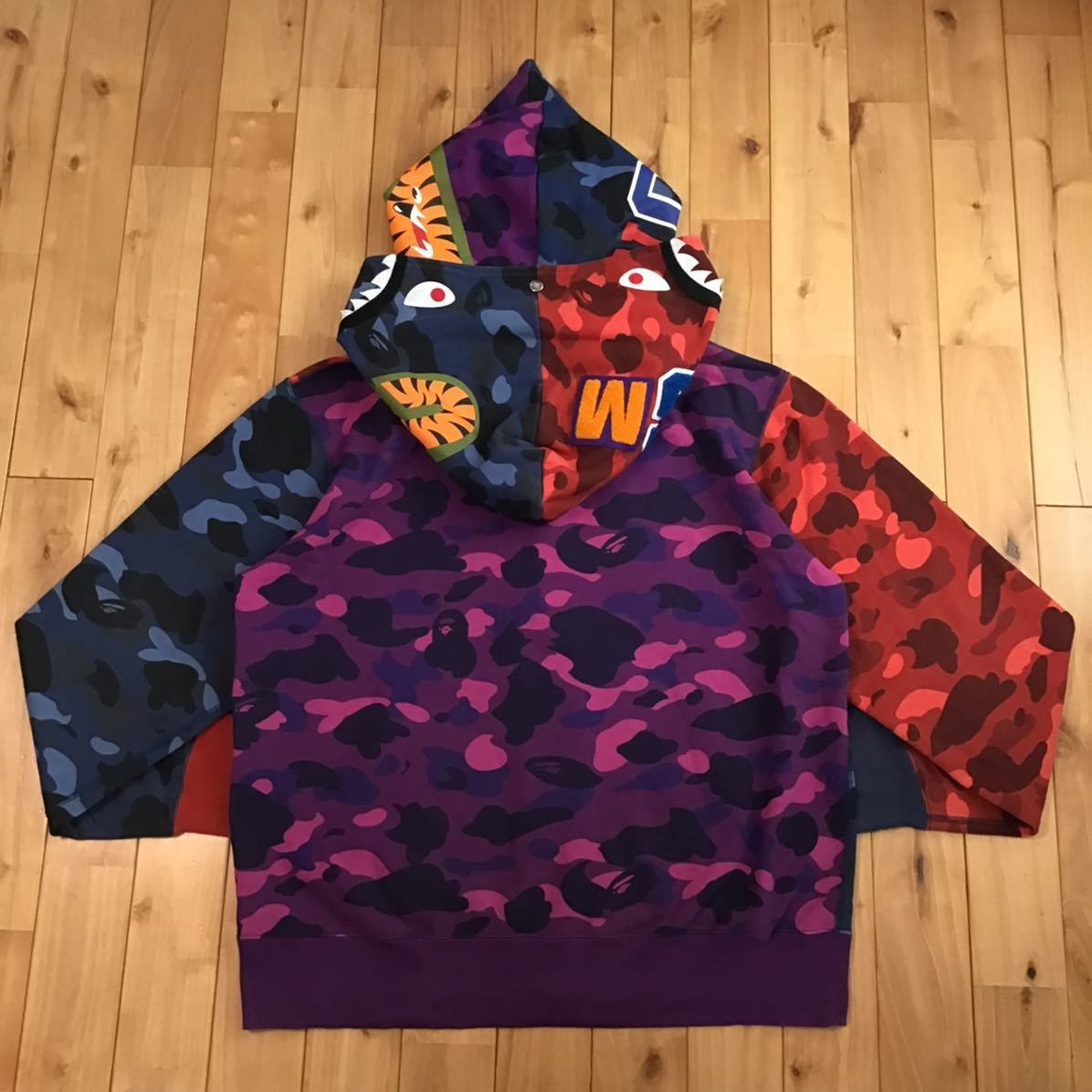 ★2XL★ Crazy camo ダブル シャーク パーカー double shark full zip hoodie a bathing ape BAPE エイプ ベイプ 迷彩 XXL