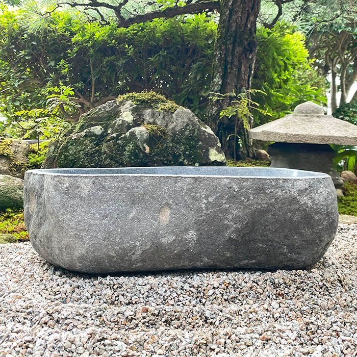 睡蓮鉢 石 大型 おしゃれ 庭 つくばい 手水鉢 蹲 水鉢 メダカ鉢