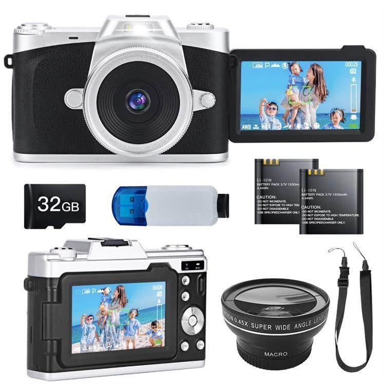 デジタルカメラ 4 K デジカメ チップ 32 GB SDカード付き 16倍ズーム 6800万画素 広角レンズ付属 オートフォーカス ウェブカメラ sKXS 238