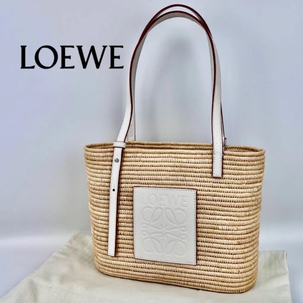 オープニング価格 【美品】LOEWE ロエベ スクエア バスケットバッグ スモール ハンドバッグ トートバッグ かごバッグ ナチュラル ホワイト -  メルカリ