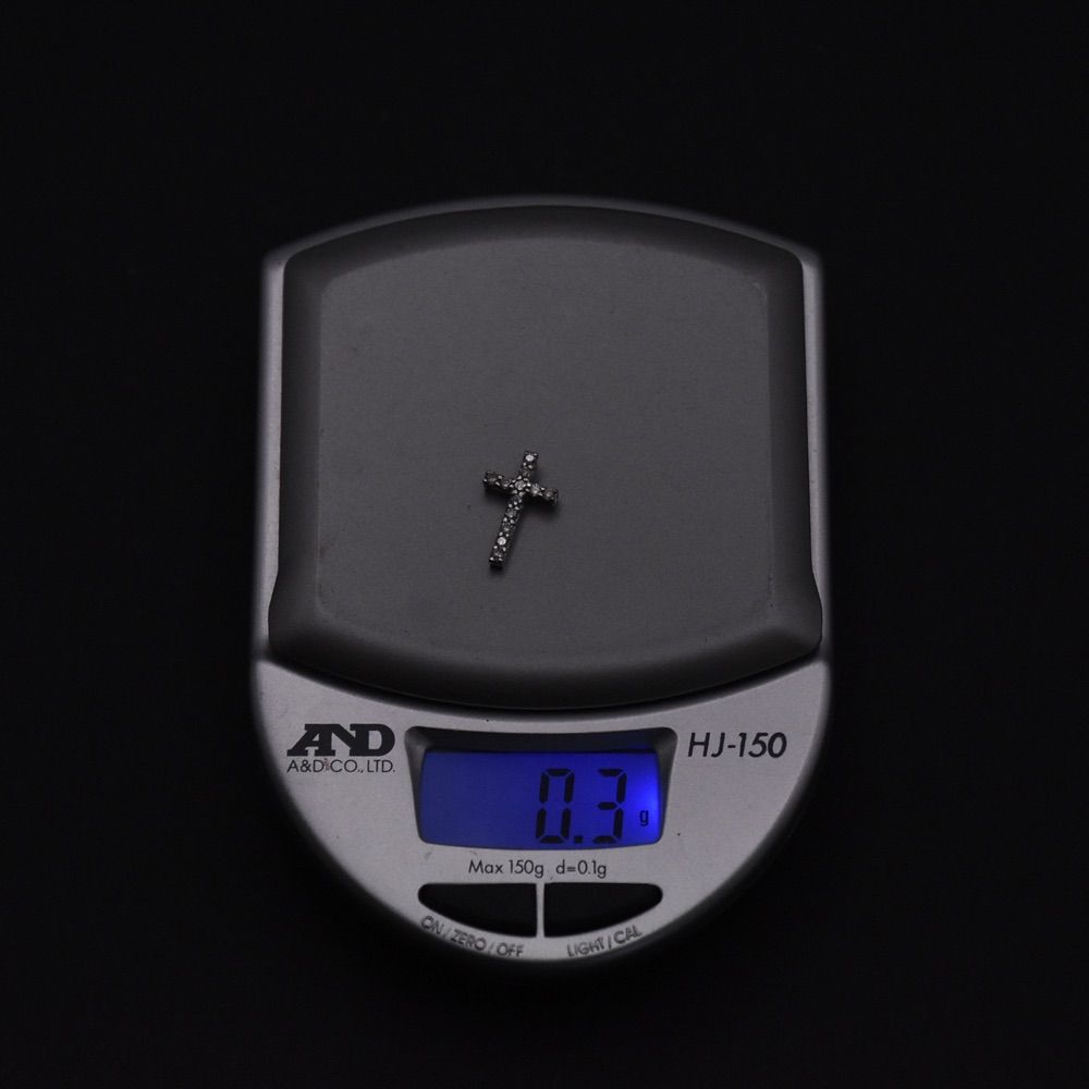 K14WG 0.2ct ダイヤモンド ペンダントトップ クロス 十字架 0.3g 