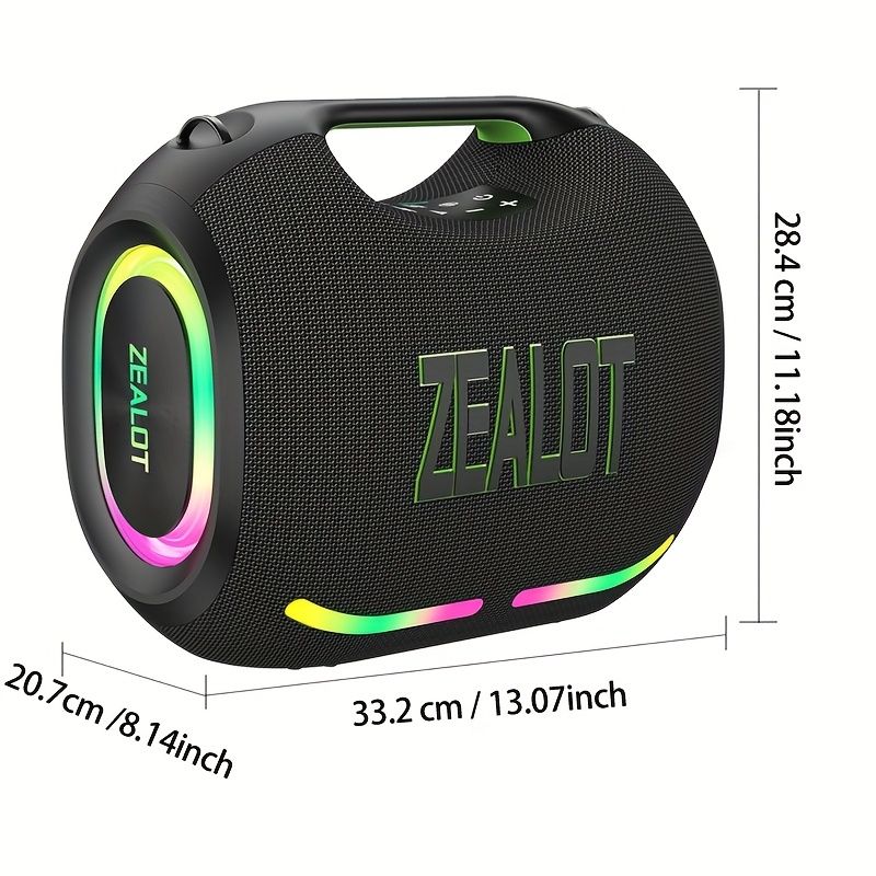ゼイラット ZE01 120W ワイヤレスパーティスピーカー ハンドル付き - HiFiサウンドクオリティ 厚いベース 長い36時間の再生時間 Type-C高速充電 デュアルペアリング RGB照明 スマートフォンおよびタブレットに最適 テーブルマウント IP