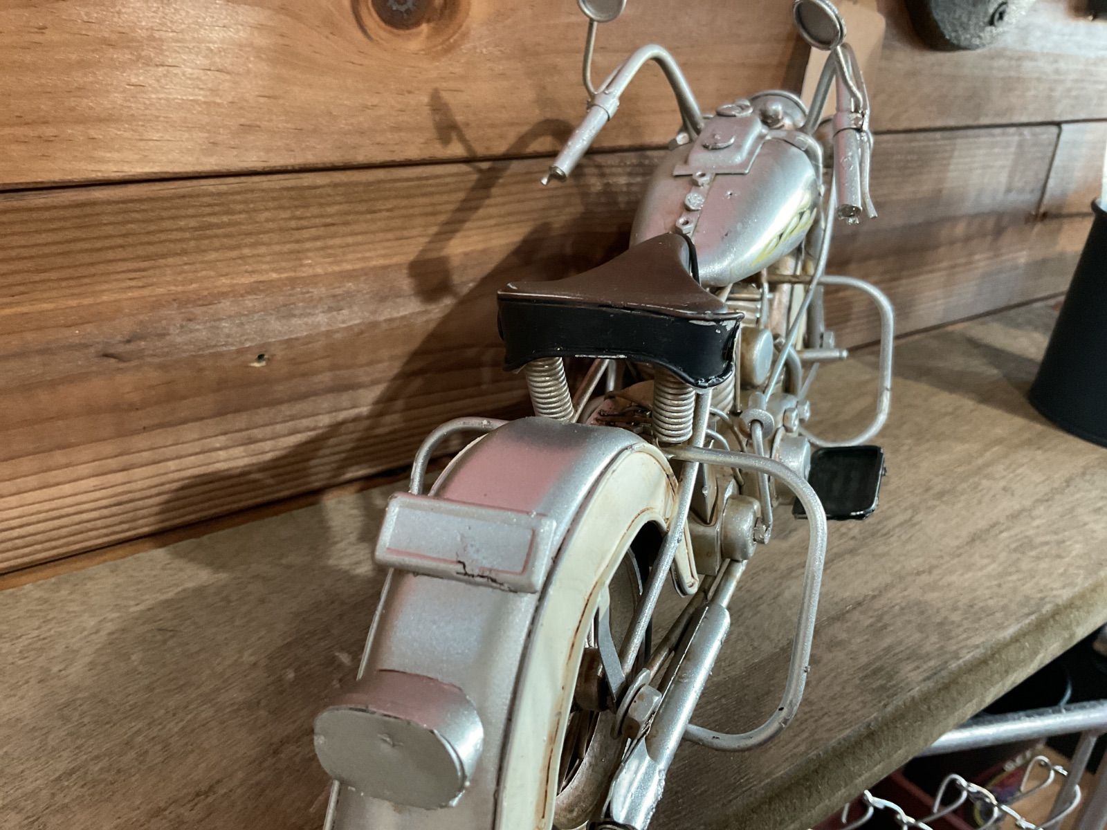 ヴィンテージ モーターサイクル SILVER FOX オートバイ ブリキの