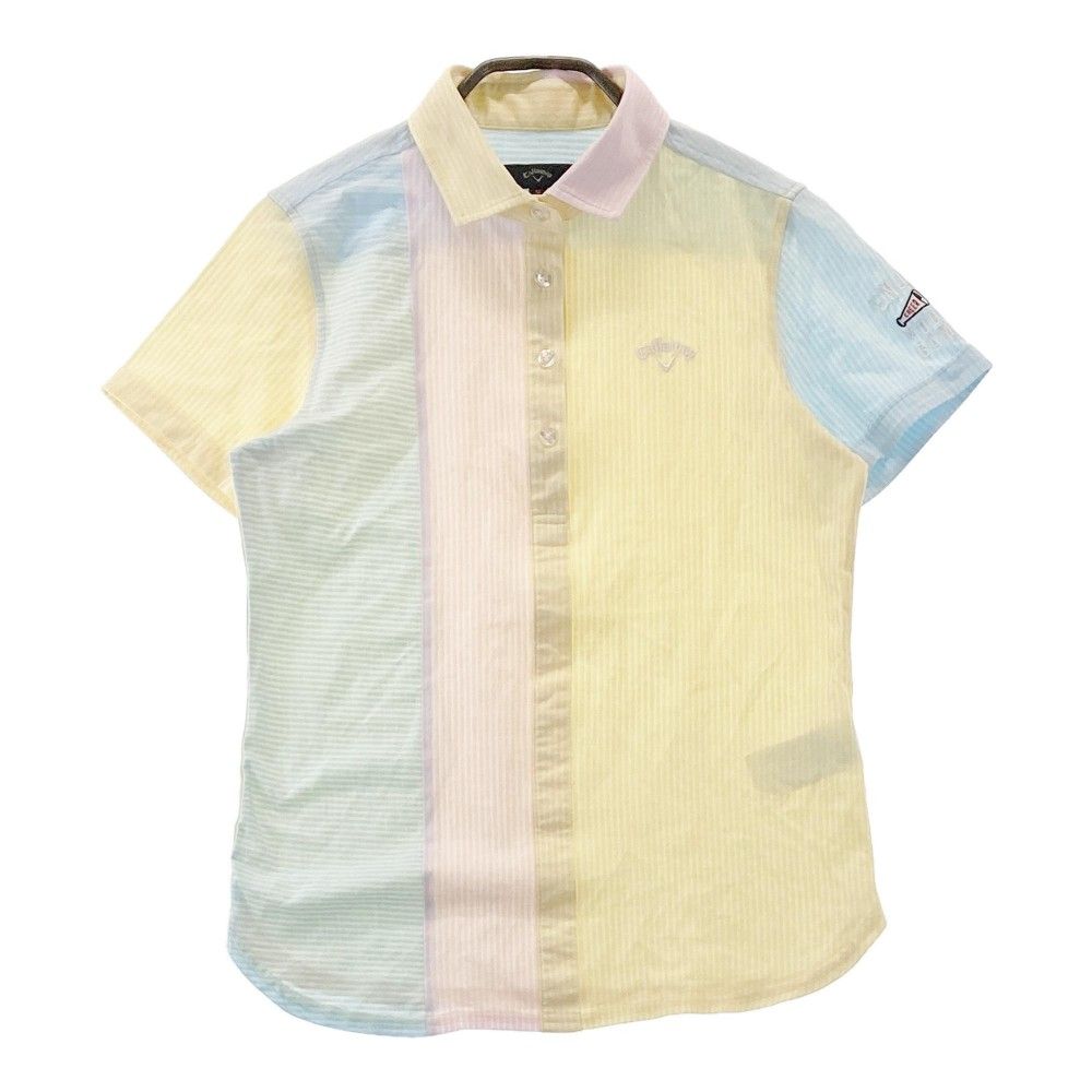 Callaway キャロウェイ 半袖 ストライプ ポロシャツ メンズ L 状態良好 中古 送料込み callaway ストライプ 半袖ポロシャツ MゴルフウエアM レディース