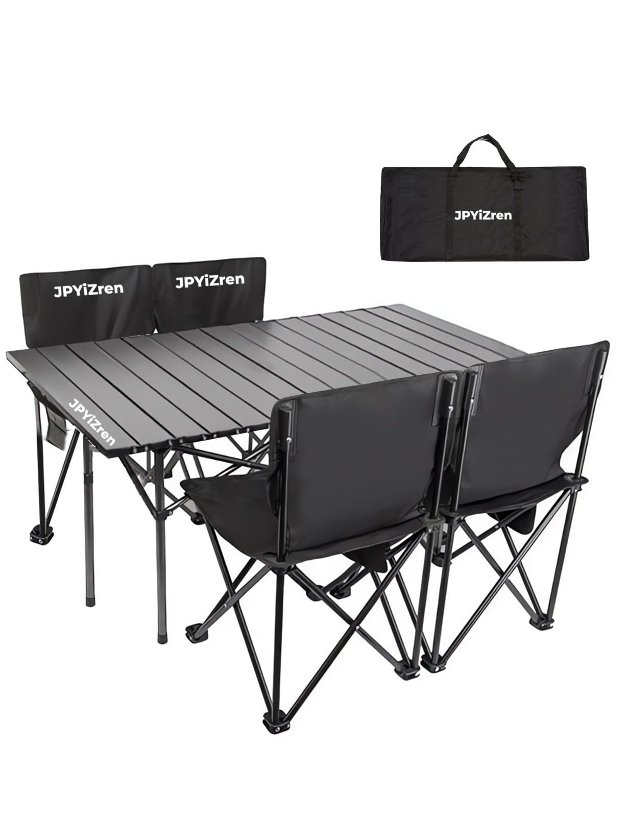 人気商品 屋外 キャンプ用品 ガーデン テント お釣り BBQ ピクニック 5点セット アウトドア 収納バッグ付き 組立簡単 折り畳み 軽量 ブラック ベンチセット アルミテーブル椅子 チェア テーブル バーベキュー