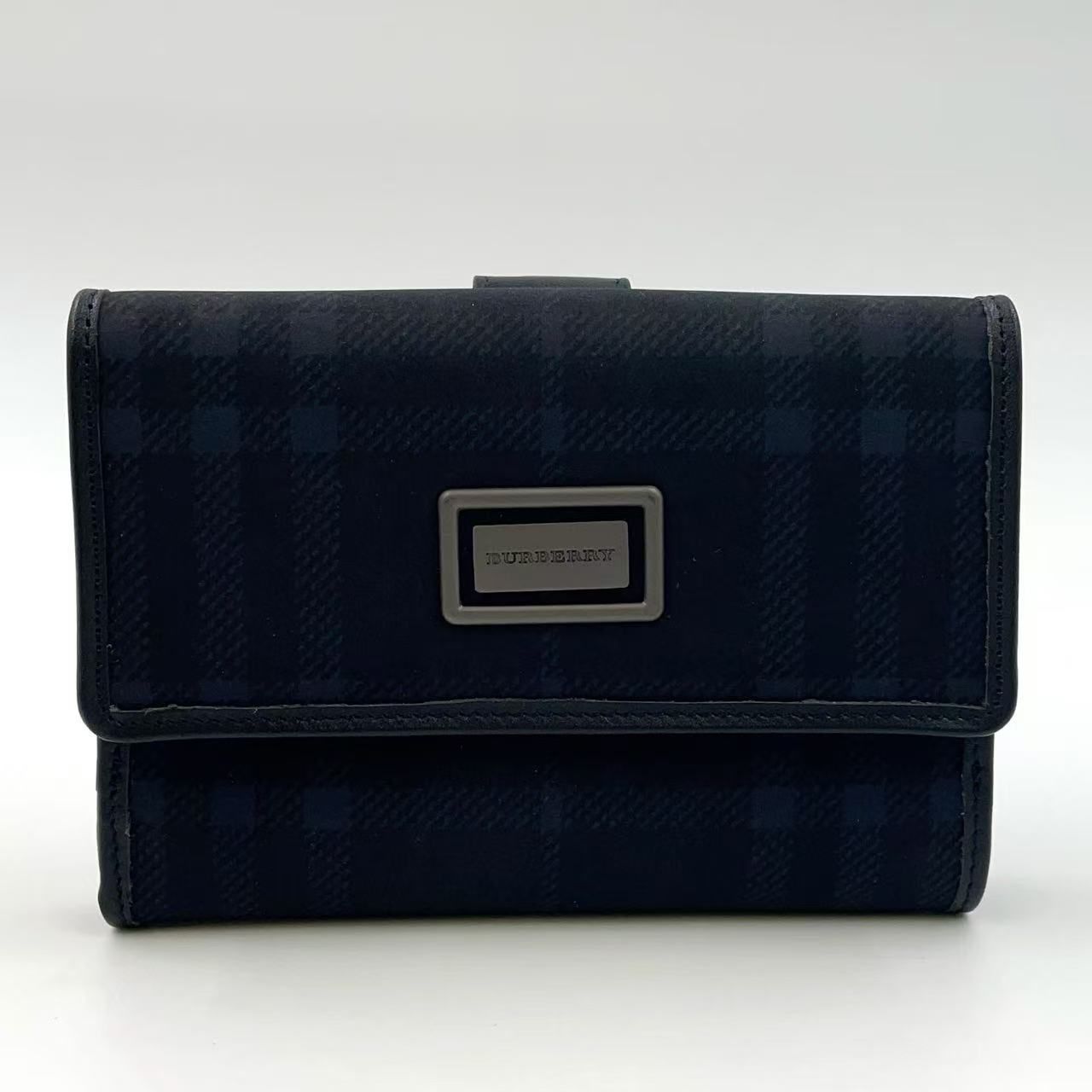 【美品】 BURBERRY レザー 長財布 ノバチェック 型押し 黒 ブラック BURBERRY バーバリー 長財布 財布 メンズ 型押しチェックレザー