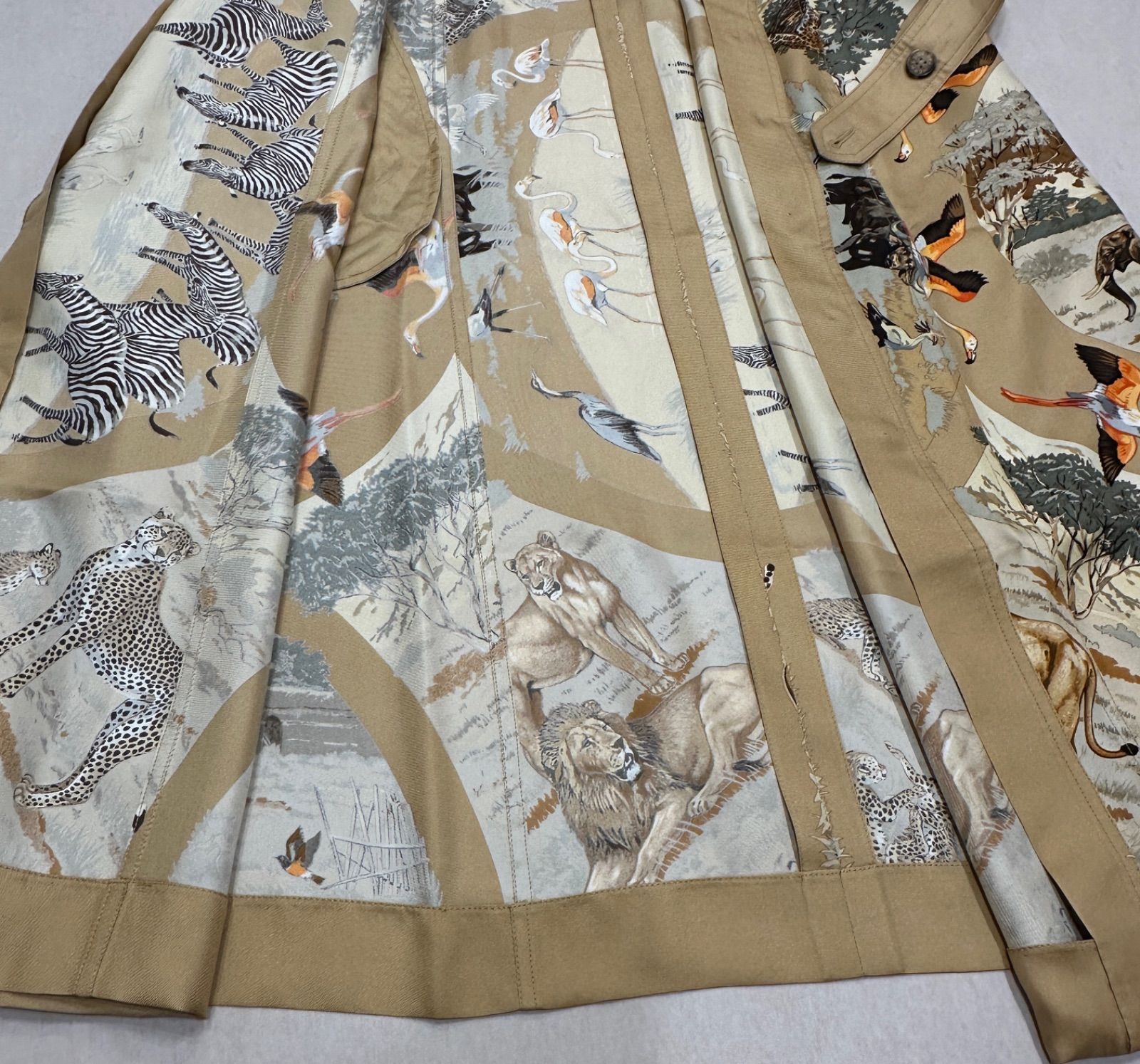 美品】42 HERMES エルメス LL ヴィンテージ サファリ ワンピース 動物 