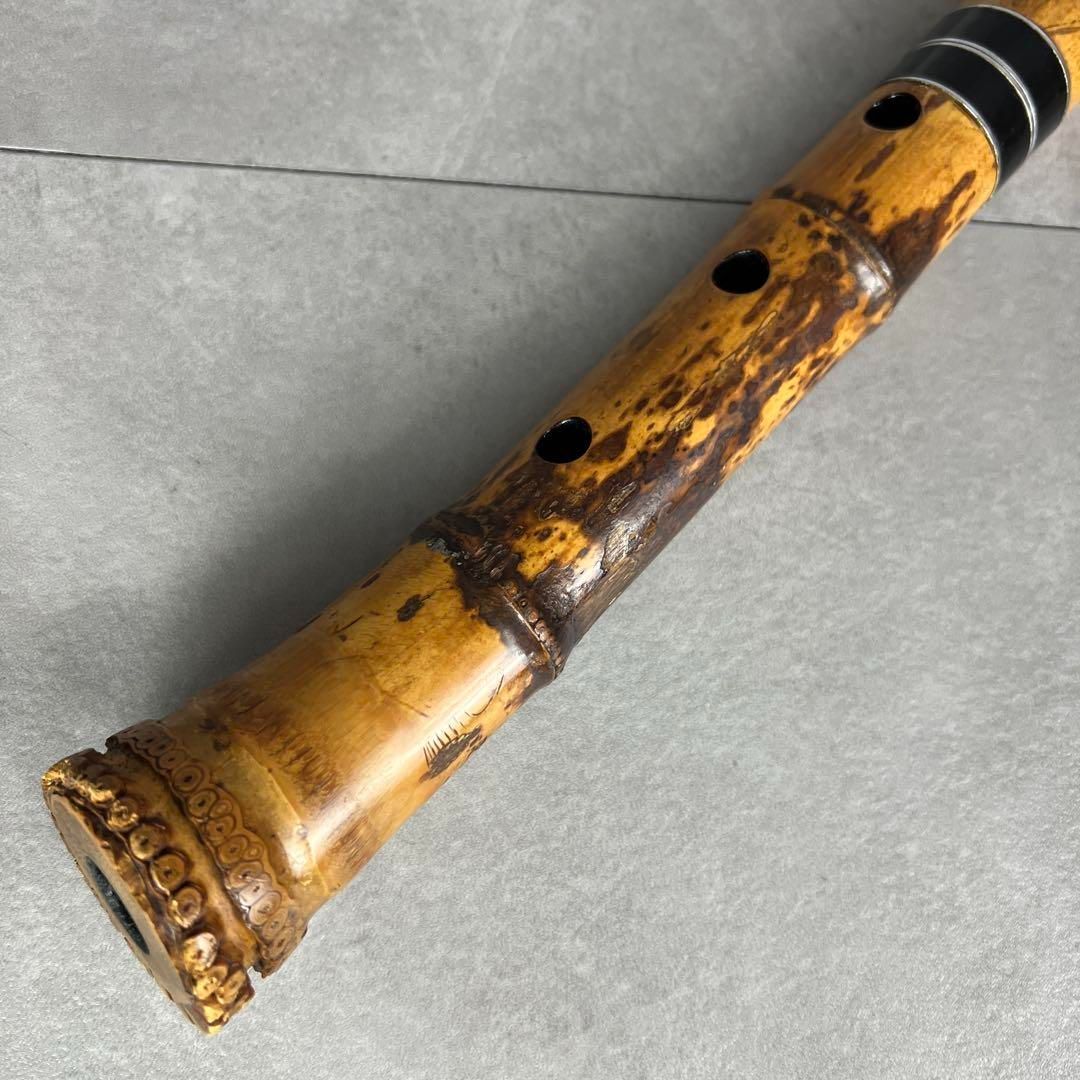 竹製 尺八 琴古流 バチ型 1尺6寸 5孔 2分割 漆 和楽器 25M9250TR0005